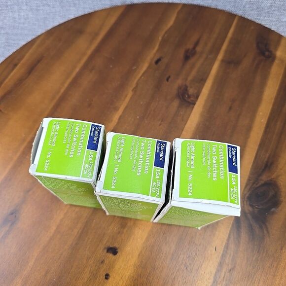 Leviton 1-Pole 2 Toggle Switch Light Almond Set Of 3 15A 277V 05224-2TS - Picture 3 of 6